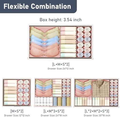 DIMJ Drawer Organizer Clothes - 26 Pack Baby Dresser Organizer for Nursery Closet Organization, Fabric Drawer Organizer Bins for Underwears Socks Bras, Foldable Storage Dividers for Bedroom
