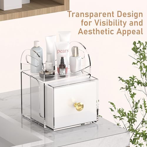 Acrylic Disposable Face Towel Storage Box Compatible with Clean Skin Club Clean Towels XL, Face Towel Holder with Drawer