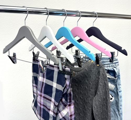 Kids Hangers with Metal Clips Pant Bar 4T-10 (Paloma Grey)
