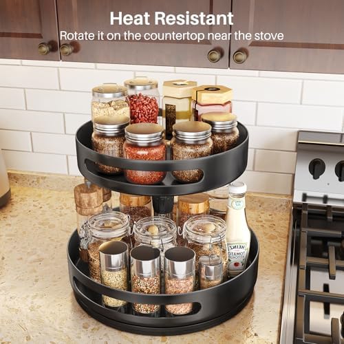 Lazy Susan Spice Rack Organizer for Cabinet, 2-Tier Metal, 10 in