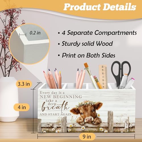Inspirational Highland Cow Pen Holder Organizer for Desk Accessories
