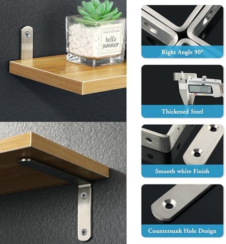 Alise 6Pcs Floating Shelf Brackets, 5x3in Heavy Duty L Bracket for Shelves