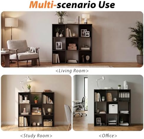 WannabeMyself【Easy Assembly】 9 Cube Storage Organizer with Anti-Tipping Kits,Reversible Open Back Book Shelf, Bookcase f