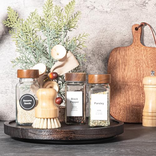 Wood Lazy Susan Turntable Kitchen Decor Round Table Tray, 10" Dark Brown