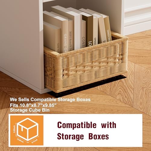 Book Shelf, Wooden Cube Storage Organizer with 11" Open Cubes, Stackable Modular Bookcase for Room Divider Storage, 2 Ti