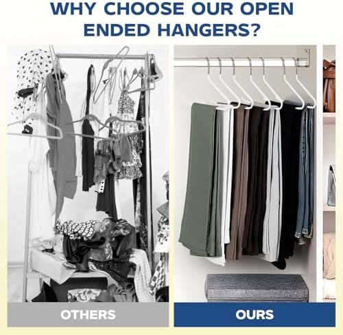 12 Pack Open Ended Pants Hangers, Non-Slip Metal Closet Hangers