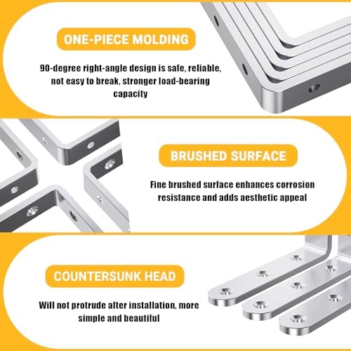 25Pcs Stainless Steel Angle Brackets 3”x 3” Heavy Duty Corner Brackets