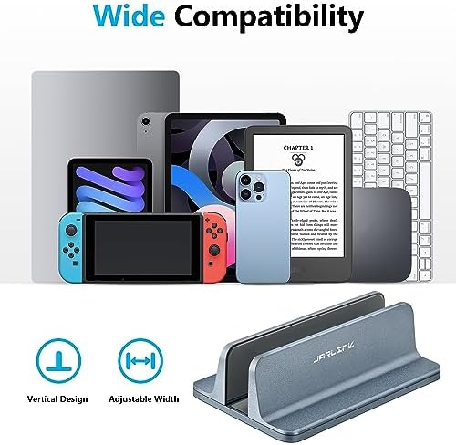 JARLINK Vertical Laptop Stand, Aluminum Laptop Holder Desktop Stand with Adjustable Dock Size (up to 17.3 inches) Compat