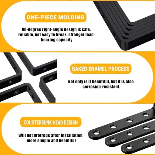 25Pcs Black Angle Brackets 3”x 5” Heavy Duty Corner Bracket 3MM for Wood