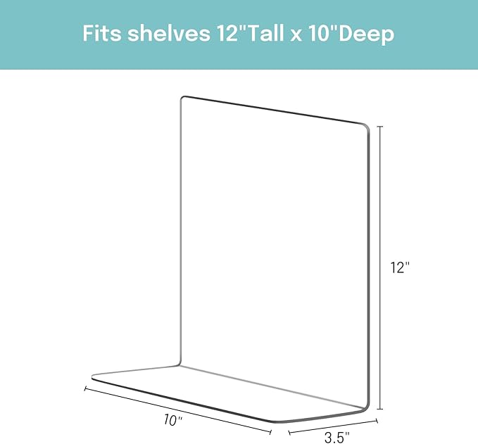 OKPOW Acrylic Shelf Dividers for Closet Organization: 4 Pack Durable Clear Shelves Separators for Clothing Adjustable 12" Tall x 10" Deep