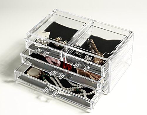 Navor Acrylic Makeup Organizer and Cosmetic Make Up Organizer Countertop Storage Box Brush Holder Clear Jewelry Organize