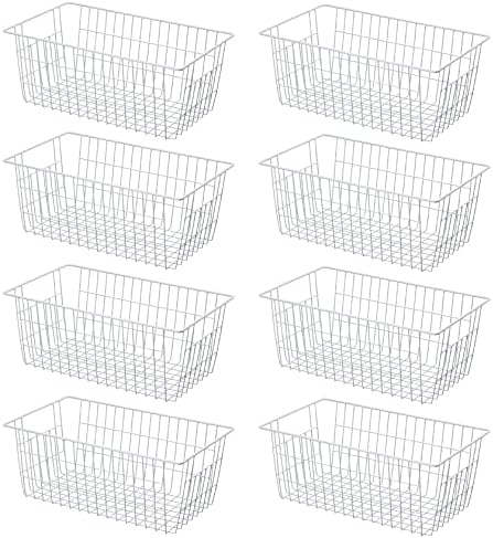 SANNO 14" Wire Freezer Baskets, Farmhouse Metal Wire Storage Basket Freezer Storage Organizer for Kitchen Pantry, Set of