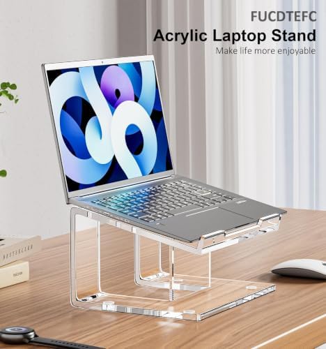 FUCDTEFC Acrylic Laptop Stand for Desk, Laptop Riser for 10-17.3 Inch Laptops, Ergonomic Computer Stand Holder Compatibl