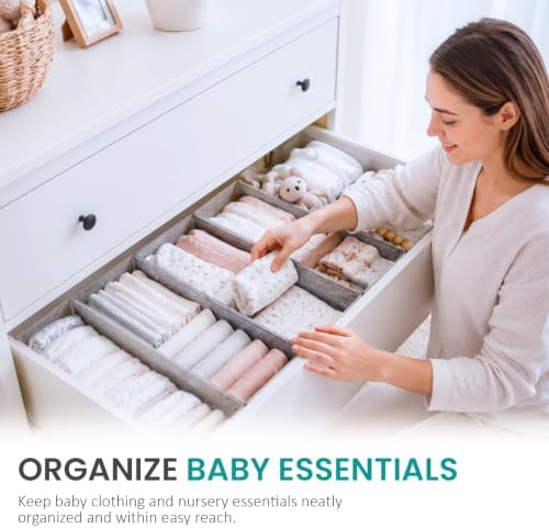 ZENO Drawer Organizer for MALM Furniture - 4 Pack Clothes Organizer and Storage - Fabric Closet Divider Baskets for Underwear, Socks & Clothes - Nursery Dresser & Wardrobe Organization System