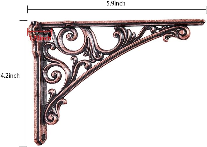 Khtumeware Shelf Bracket 6 Inch, Decorative Brackets for Shelving, Heavy Duty Vintage Ornate Shelf Bracket, Hardware Inc