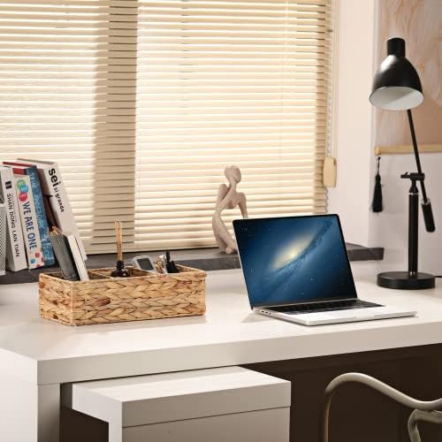 Vagusicc 3 Section Wicker Storage Basket, Hand-Woven Water Hyacinth Storage Baskets, Wicker Baskets for Storage, Toilet 