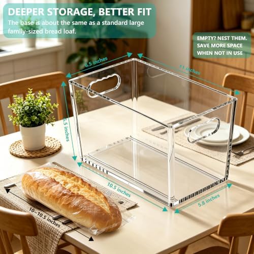 4 Pack Clear Storage Bins, PET Pantry Organizers & No-Tip Storage Containers with Cutout Handles for Fridge Freezer Kitc