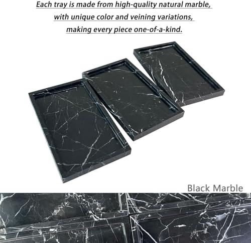 Natural Black Marble Vanity Tray, 9.8"x5.9"