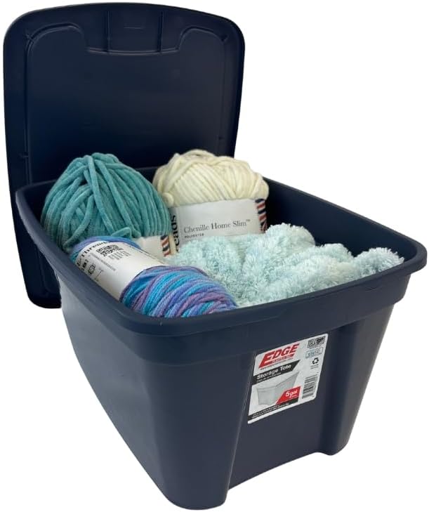 Edge Plastics Classic Storage Tote, durable storage in for home or garage with secure snap lid designed for stacking (6, Ink, 5 Gallon)