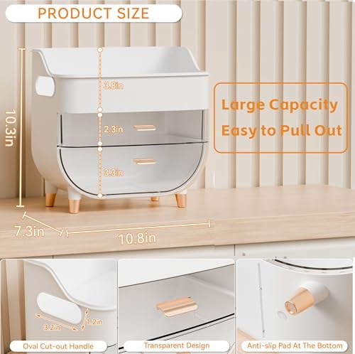 Yieach White Make up Organizers for Counter,Vanity and Dresser,Bathroom Makeup Organizer Countertop,Large Makeup Storage