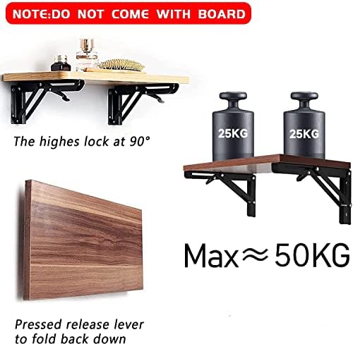 Folding Shelf Brackets - 8 Inch 6 Packs Collapsible Shelf Bracket