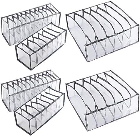 Butishop 6 Pcs Underwear Drawer Organizer Foldable Closet Clothes Dividers Nylon Dresser Compartments Storage Box Set Fi