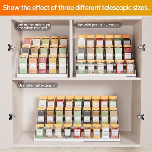 RCHYFEED 3 Tier Expandable Spice Rack Organizer, Height Adjustable,Metal