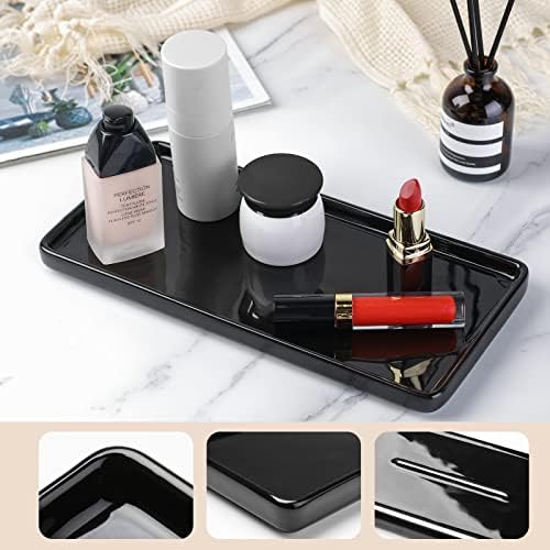 Gurygo 10" Bathroom Tray, Ceramic Vanity Tray for Bathroom, Small Ceramic Trays, Kitchen Soap Trays for Kitchen Counter 