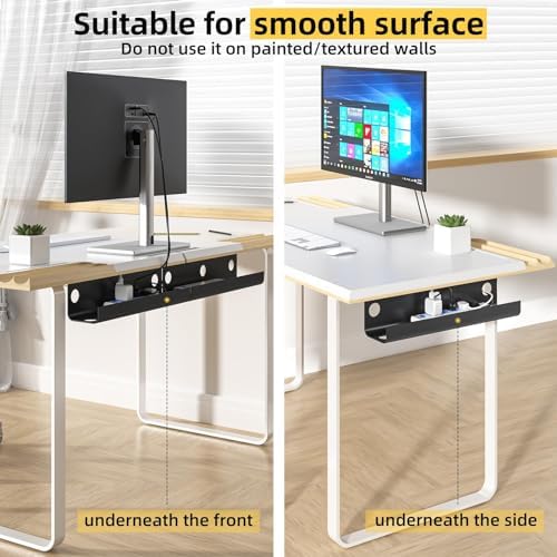 Yecaye 2 Pack Cable Management Under Desk, 31.5 in, Black
