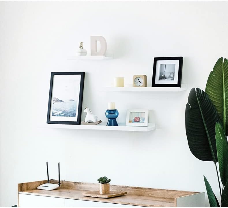 12x4-Inch White Solid Wood Floating Shelf for Wall Decor