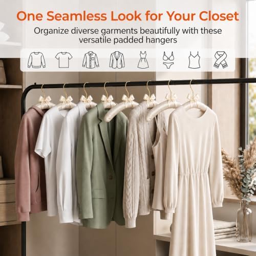 No Bump Satin Padded Clothes Hangers for Sweaters, Women Clothing, 10 Pack