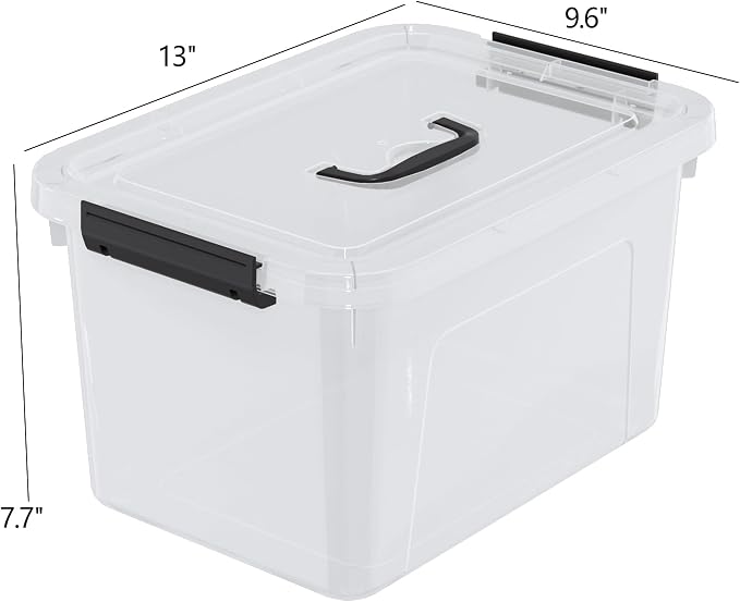 10 Liters Clear Boxes with Handles, Plastic Storage Tote Set of 6