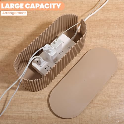 2 Pcs Large Cable Management Box, Plastic Cord Organizer for Power Strips, Surge Protectors, Chargers, Adapters, TV Comp