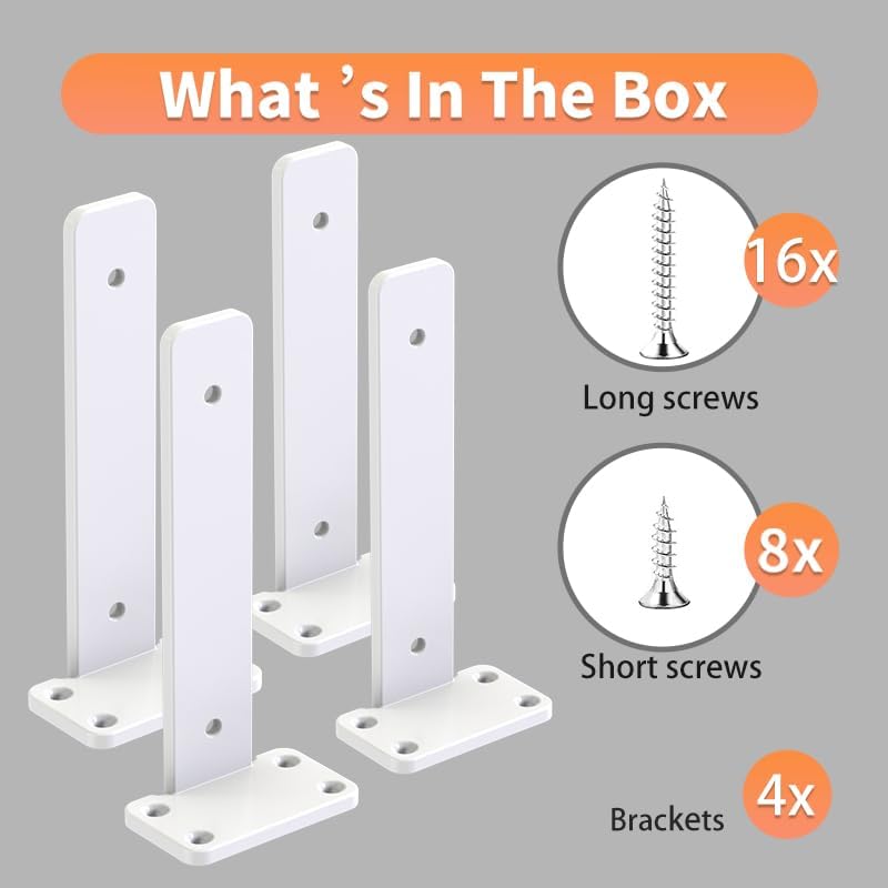 Floating Shelf Brackets Upgraded, 10 inch, White Heavy Duty Iron Shelf Brackets, Industrial Modern Floating Shelf Suppor