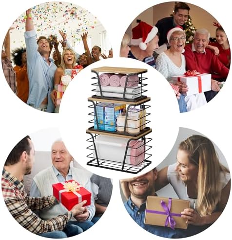 TIDIIABODE 3 Pack Stackable Pantry Organizer, Trash Bag Dispenser Under Sink, Kitchen Organization and Storage, Kitchen 