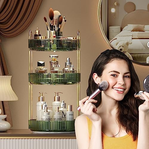 YCIA&DONE Rotating Makeup Organizer for Vanity, Large Capacity Make Up Storage Skin care Shelf Perfume Holders Cosmetic 
