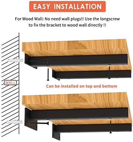 Jorohiker Heavy Duty Floating Shelf Brackets 8 Inch,6 Pack (Black)