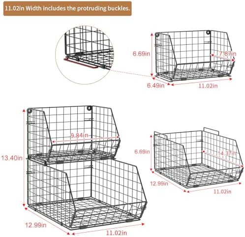 2-Tier Potato and Onion Storage Bin, Stackable Wire Baskets for Countertop