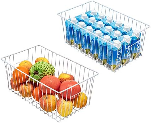 Large Wire Storage Baskets Freezer Baskets Organizer, Refrigerator Metal Wire Storage Divider, Wire Storage Basket with 