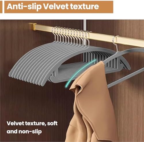 Jiang&Rong 60 Pack Grey Velvet Hangers