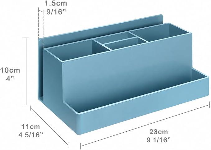 Acrimet Desktop Organizer - Multi Organizer Caddy Holder for Office, Home and School use (Plastic) (Solid Blue Color) | Office Notebook, Briefcase, Pads & Accessories