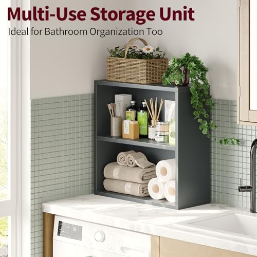 2-Tier Bookshelf Storage Shelves, 23.7 Inch Open Shelf Bookcase