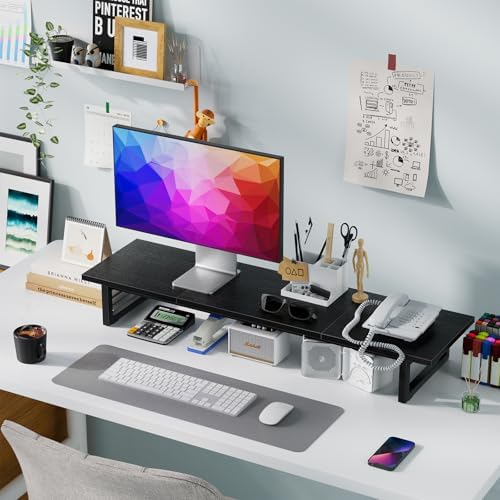Simple Trending Dual Monitor Stand Riser, 38" Computer Monitor Stand, Black