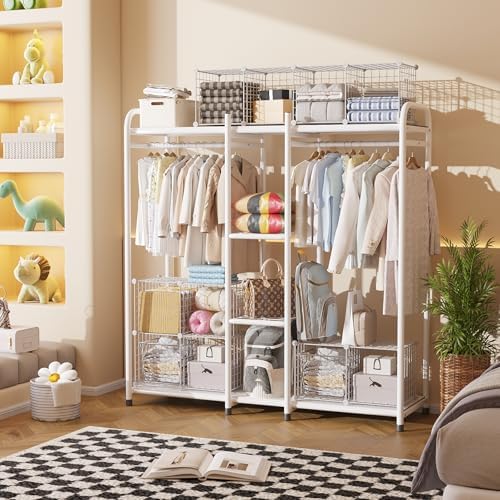 C&AHOME Wire Cube Storage,4-Cube Storage Organizer Metal, Wire Grids, White