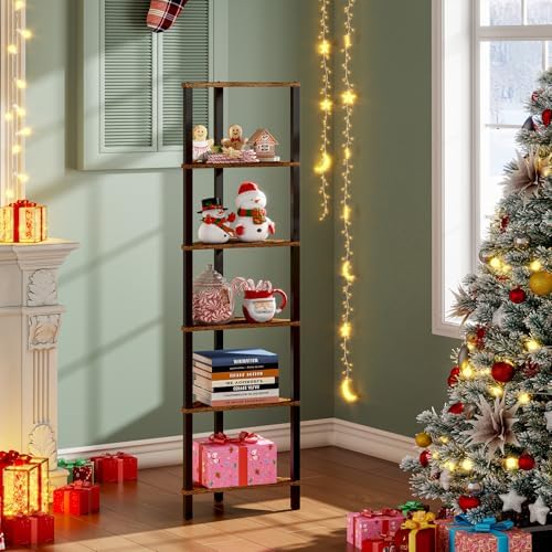 TUTOTAK Corner Shelf, 6-Tier Corner Bookshelf for Small Space