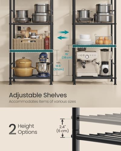 SONGMICS 5-Tier Shelving Unit, Steel Storage Rack, 11.8 x 15.7 x 56.7 Inch