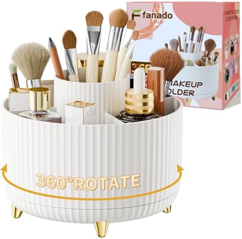 fanado 360° Rotate Makeup Brush Holder Organizer, Makeup Organizers Countertop, Makeup organization and Skincare Storage