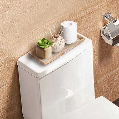 MAONAME Wash White Long Narrow Tray, 12.2"x 5" Wood Bathroom Vanity Tray