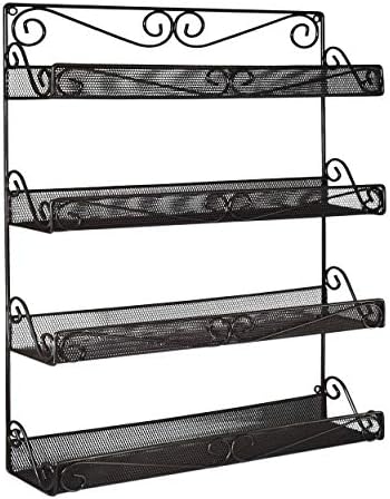 AMT 4 Tier Nail Rack, Pack Metal Wall Mount Organizer, Essential Oils Organizer, Pantry Cabinet Door Shelf Storage. Hang