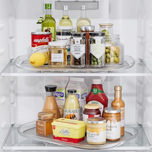 LAMU Lazy Susan Turntable Organizer for Refrigerator Organizers and Storage Fridge Organization, Condiment Organizer for
